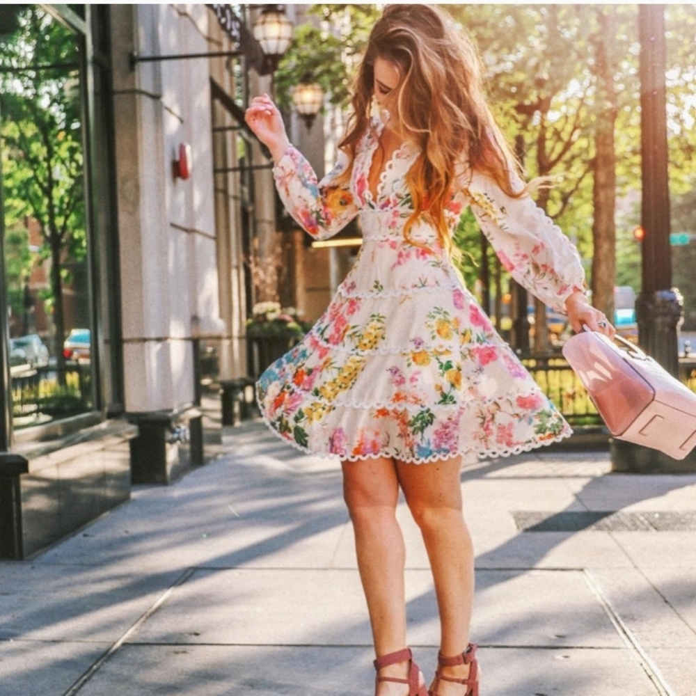 Chicwish Only In Dreams floral v-neck dress